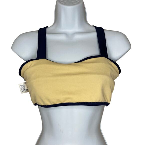 Land's End Girls Ruffle Flounce Bikini Top Navy Embroidered Cross Back Size 16 - Picture 3 of 16